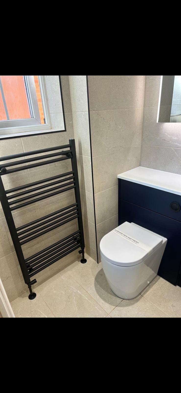 Navy blue bathroom detail